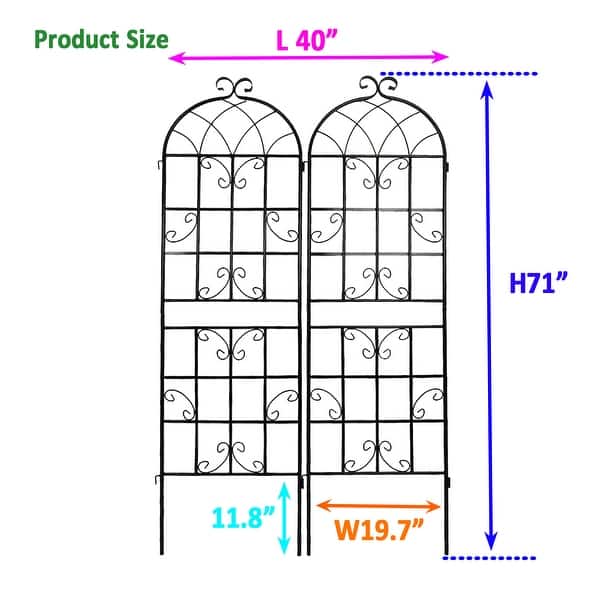 2/4 Pack Garden Trellis for Climbing Plants 71" x 19.7" Iron Plant